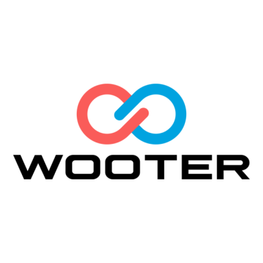 Wooter logo featuring a stylized infinity symbol in red and blue above the word "WOOTER."